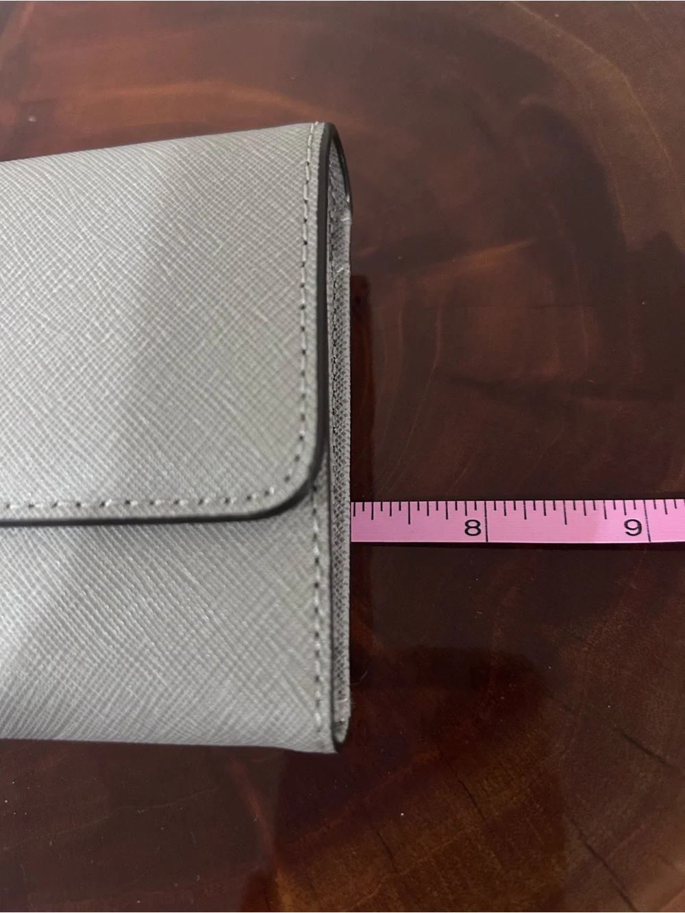 NWT Michael Kors Light Gray Saffiano Leather Folding Wallet